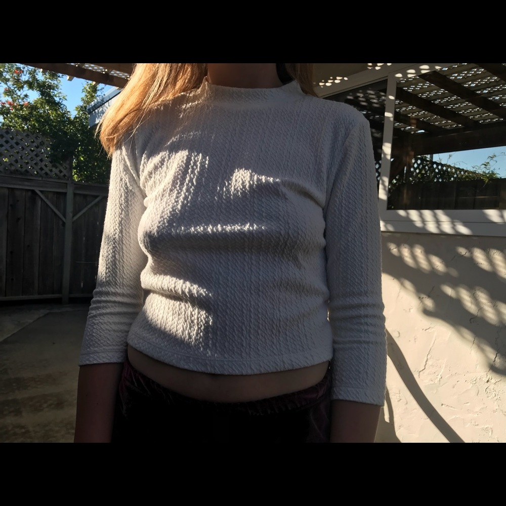 white cropped turtle neck